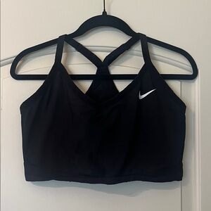 Nike Women's Black Sports Bra with White Logo 1X